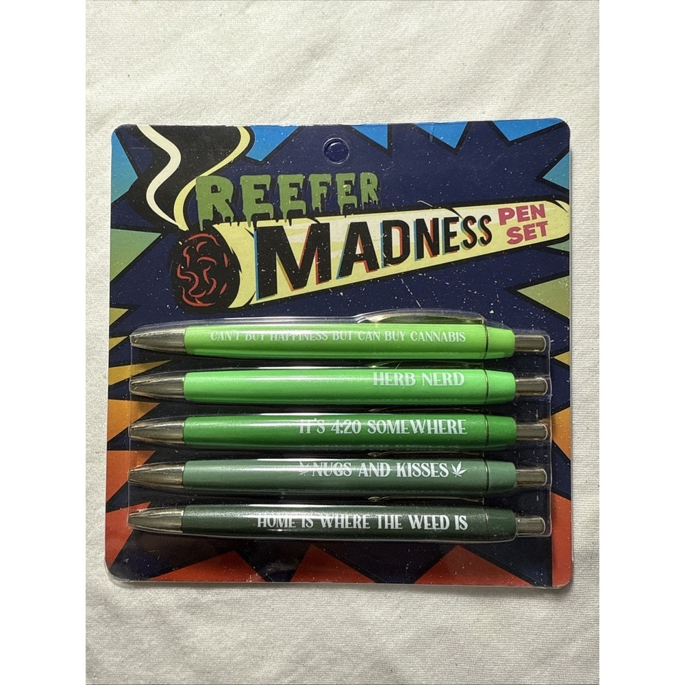 Reefer Madness Green Gold 420 Decorative Writing Pen Set Fun Club